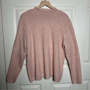 Orvis Women’s XL Classic Mock Neck Pullover Wool Sweater Pastel Pink Ribbed Norm
